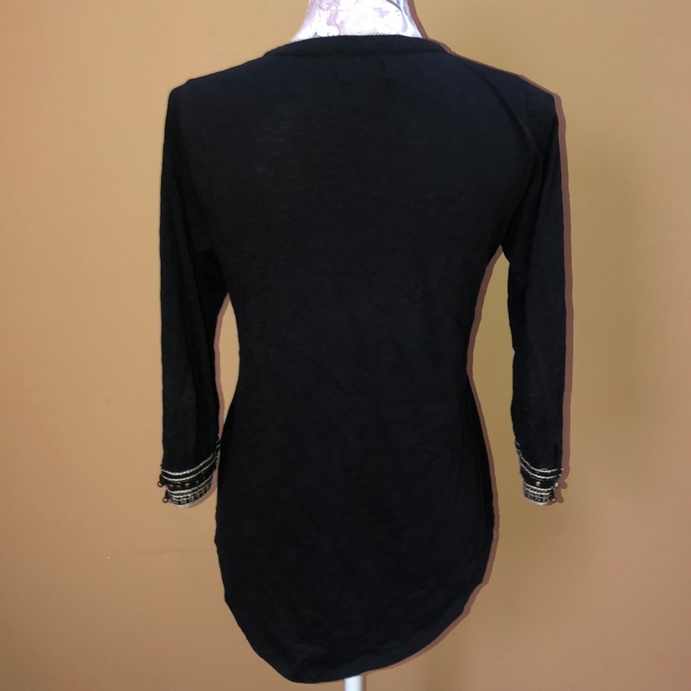 Lucky Brand Black Beaded Shirt Small - Picture 3 of 4